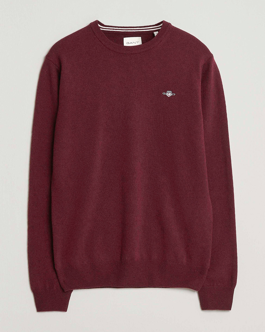 Herr | Tröjor | GANT | Superfine Lambswool Crew Neck Bordeaux Melange