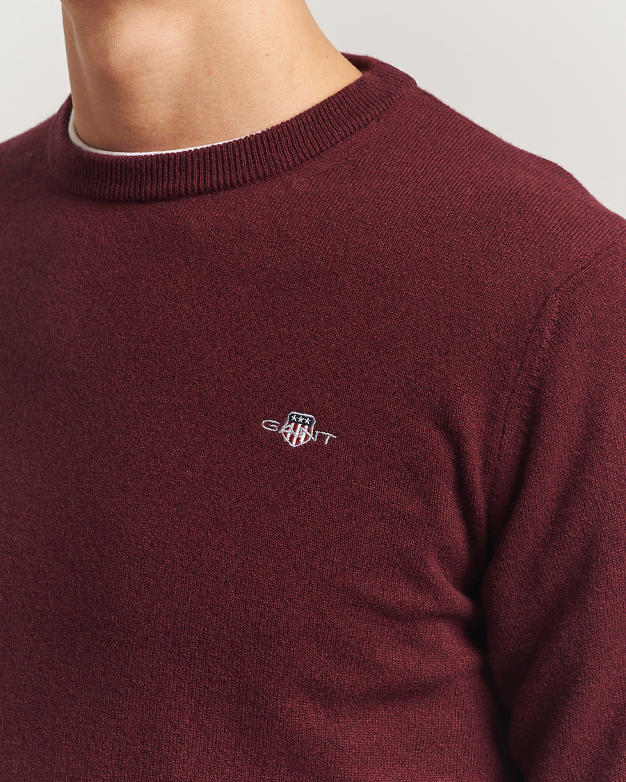 Herr | Tröjor | GANT | Superfine Lambswool Crew Neck Bordeaux Melange