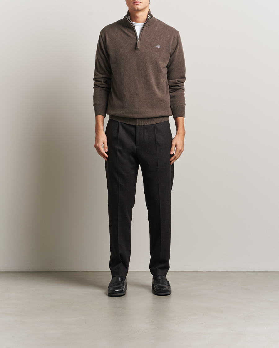 Herr | Tröjor | GANT | Superfine Lambswool Half Zip Seawood Melange