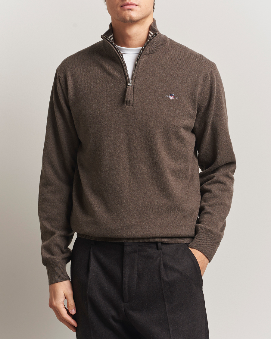 Herr | Tröjor | GANT | Superfine Lambswool Half Zip Seawood Melange