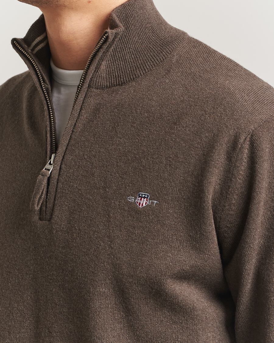 Herr | Tröjor | GANT | Superfine Lambswool Half Zip Seawood Melange