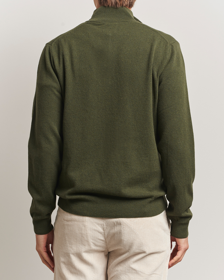 Herr | Tröjor | GANT | Superfine Lambswool Half Zip Khaki Green Melange