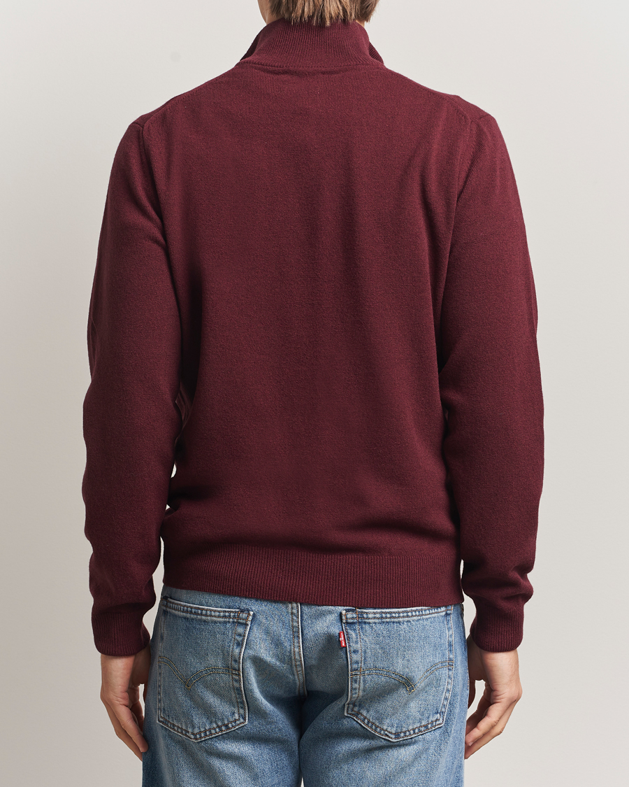 Herr | Tröjor | GANT | Superfine Lambswool Half Zip Bordeaux Melange