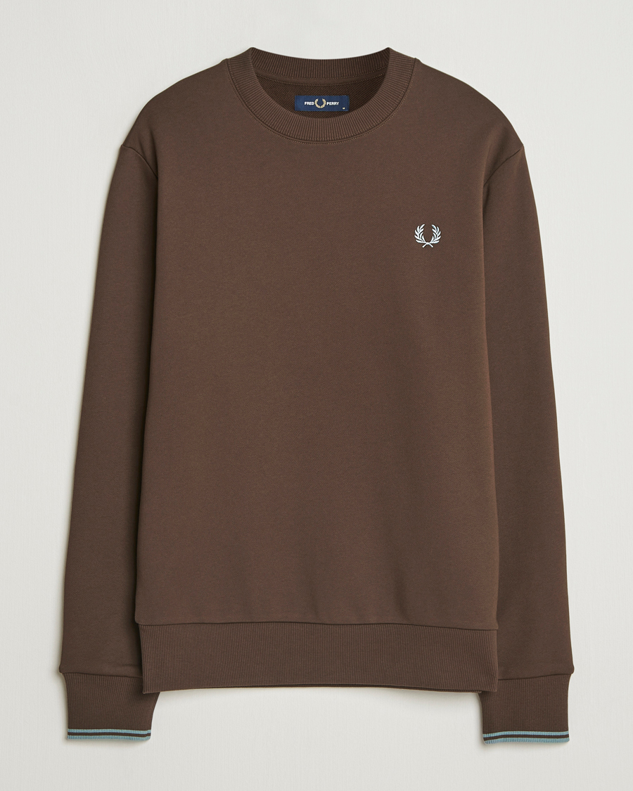 Herr | Tröjor | Fred Perry | Crew Neck Sweatshirt Burnt Tobacco