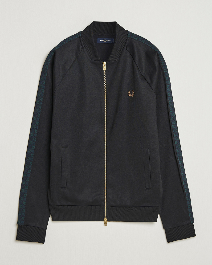 Herr | Tröjor | Fred Perry | Blackwatch Tartan Taped Track Jacket Black