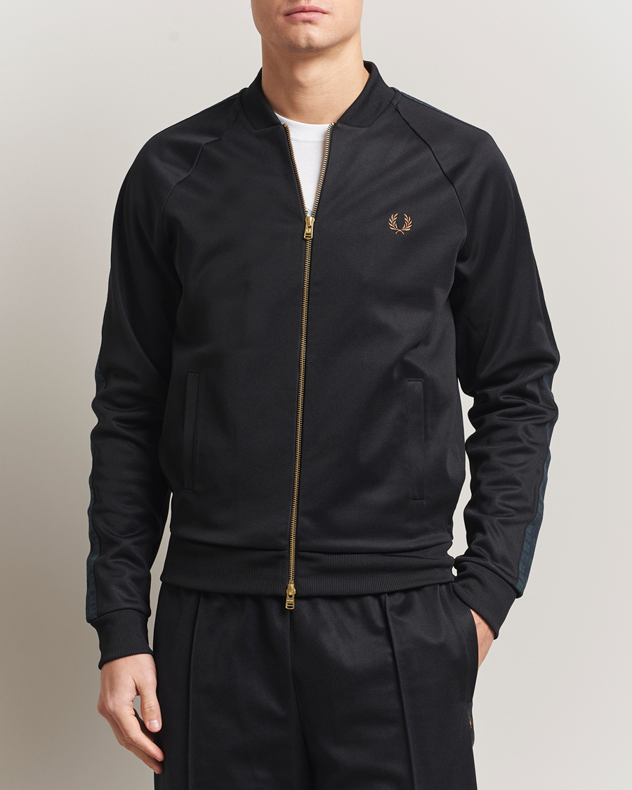 Herr | Tröjor | Fred Perry | Blackwatch Tartan Taped Track Jacket Black