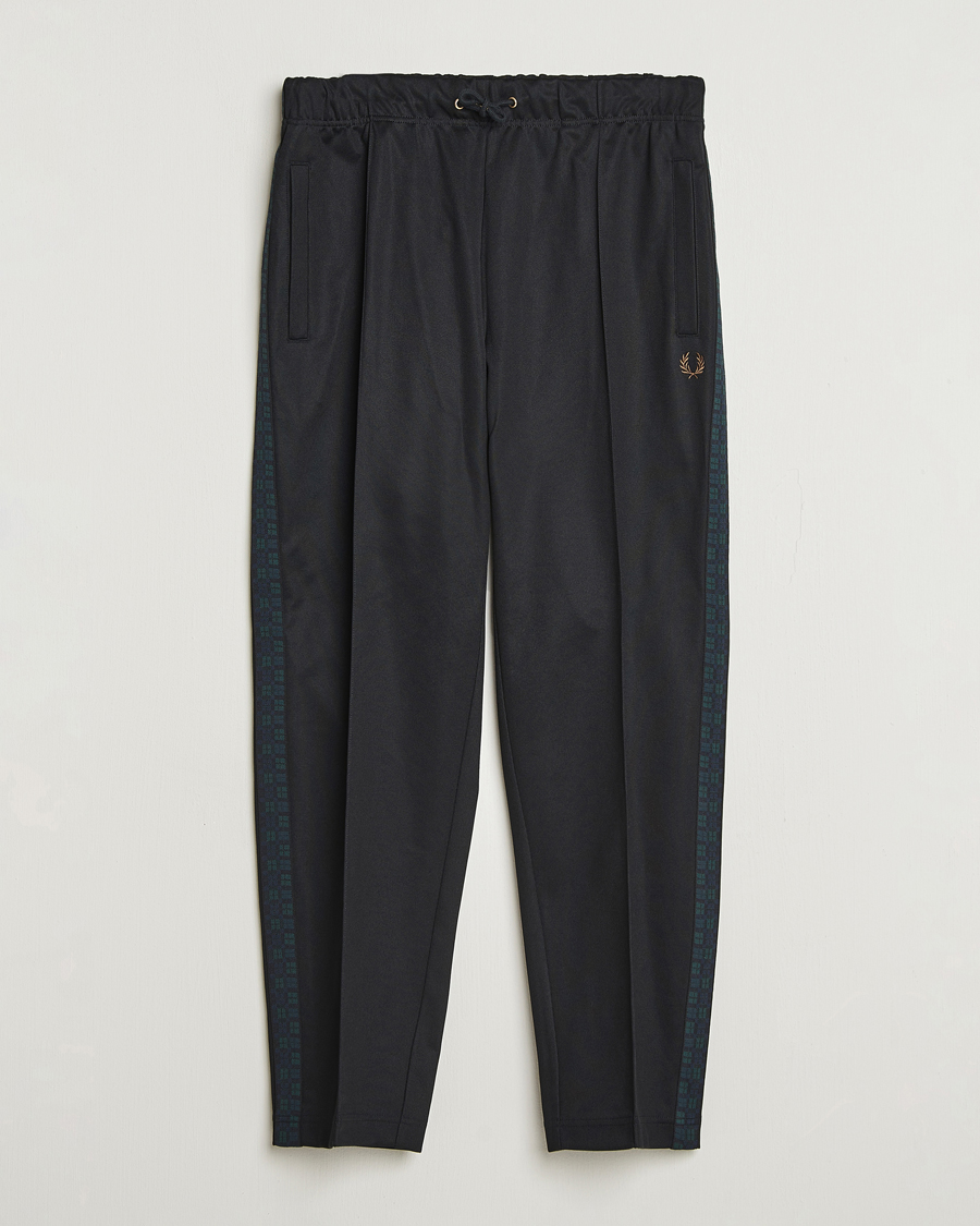 Herr | Byxor | Fred Perry | Blackwatch Tartan Taped Track Pants Black