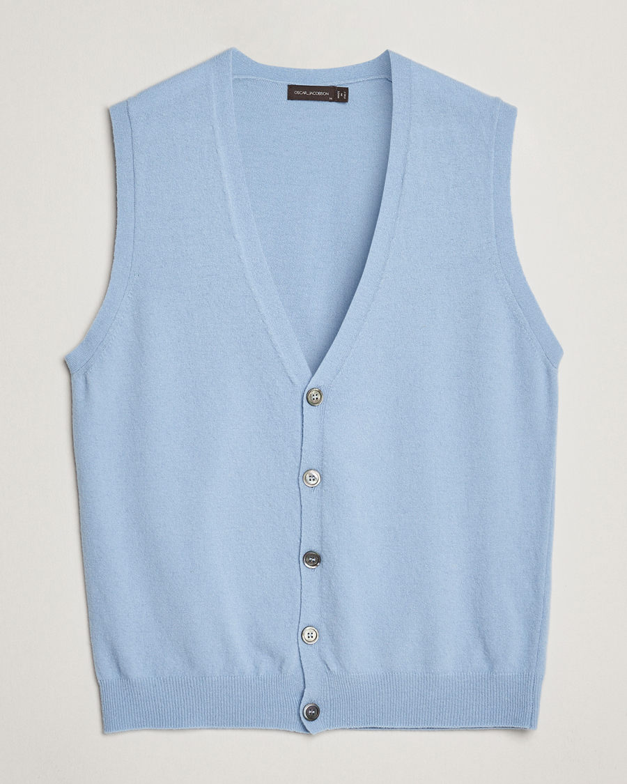 Herr | Tröjor | Oscar Jacobson | Guiseppe Buttoned Vest Light Blue