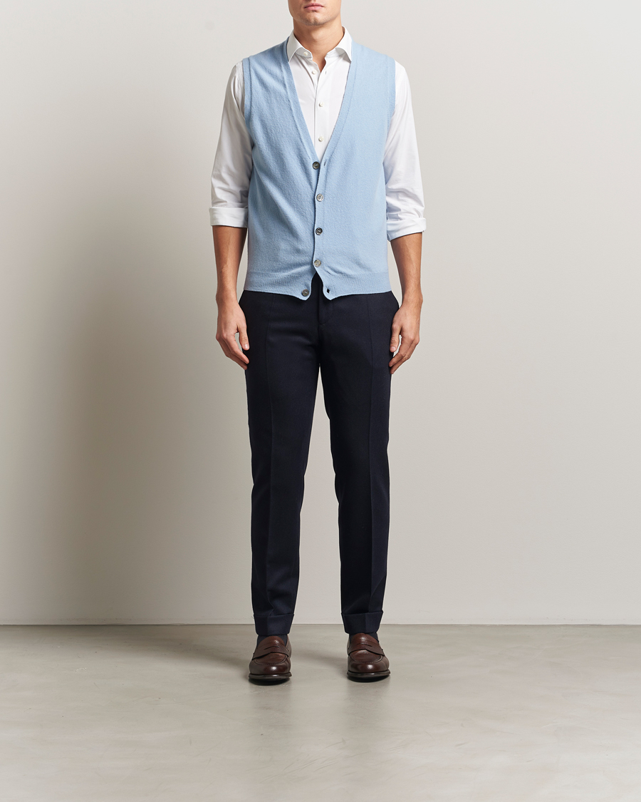Herr | Tröjor | Oscar Jacobson | Guiseppe Buttoned Vest Light Blue