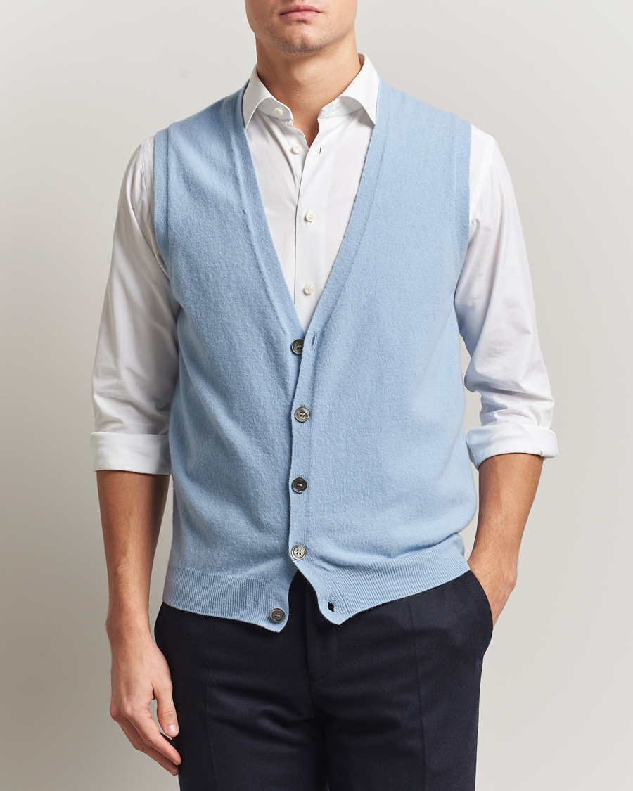 Herr | Tröjor | Oscar Jacobson | Guiseppe Buttoned Vest Light Blue