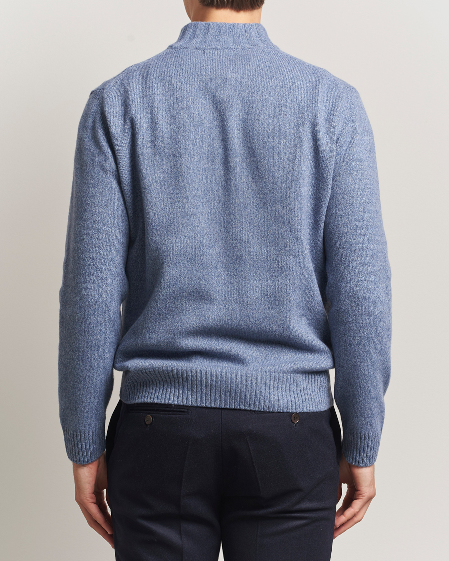 Herr | Tröjor | Oscar Jacobson | Paul Wool/Cashmere Half-Zip Light Blue