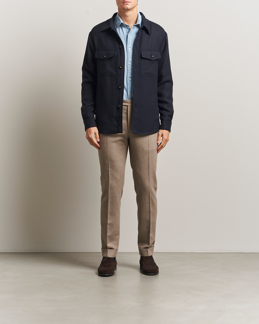 Herr | Jackor | Oscar Jacobson | Maverick Wool Overshirt Navy