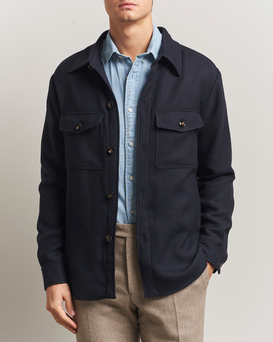 Herr | Jackor | Oscar Jacobson | Maverick Wool Overshirt Navy