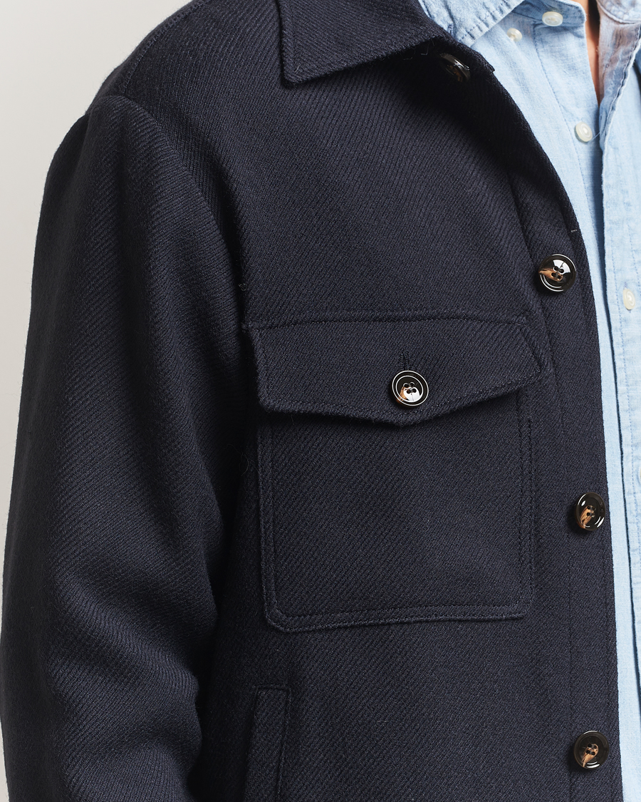 Herr | Jackor | Oscar Jacobson | Maverick Wool Overshirt Navy