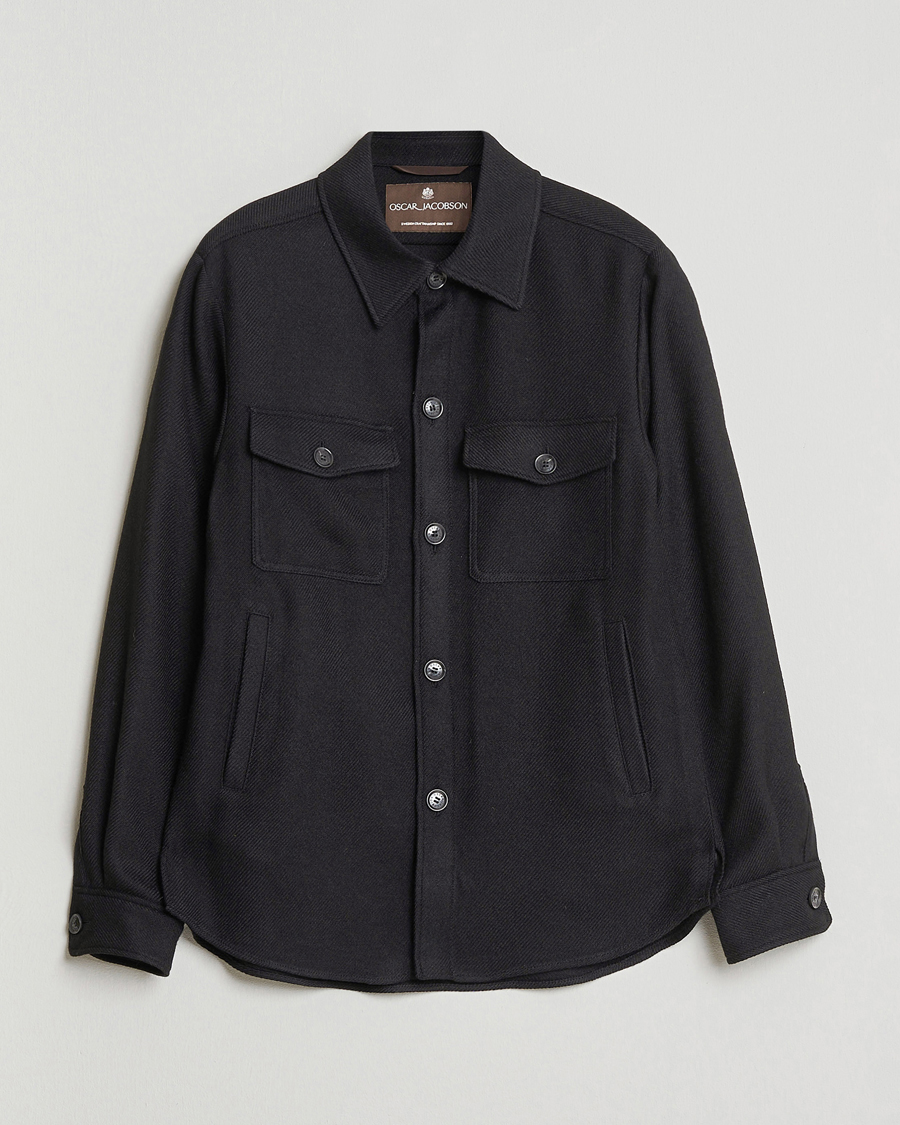 Herr | Jackor | Oscar Jacobson | Maverick Wool Overshirt Black
