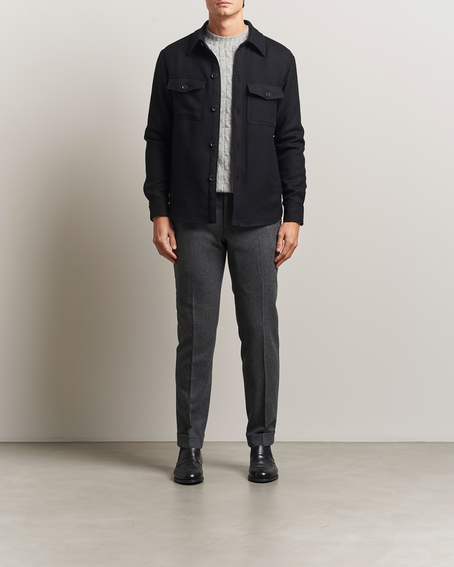 Herr | Jackor | Oscar Jacobson | Maverick Wool Overshirt Black