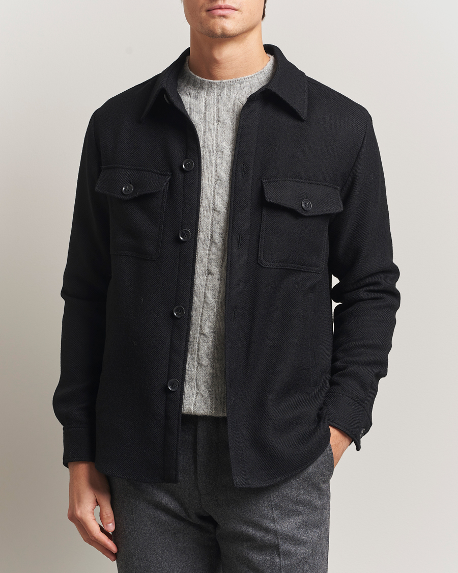 Herr | Jackor | Oscar Jacobson | Maverick Wool Overshirt Black