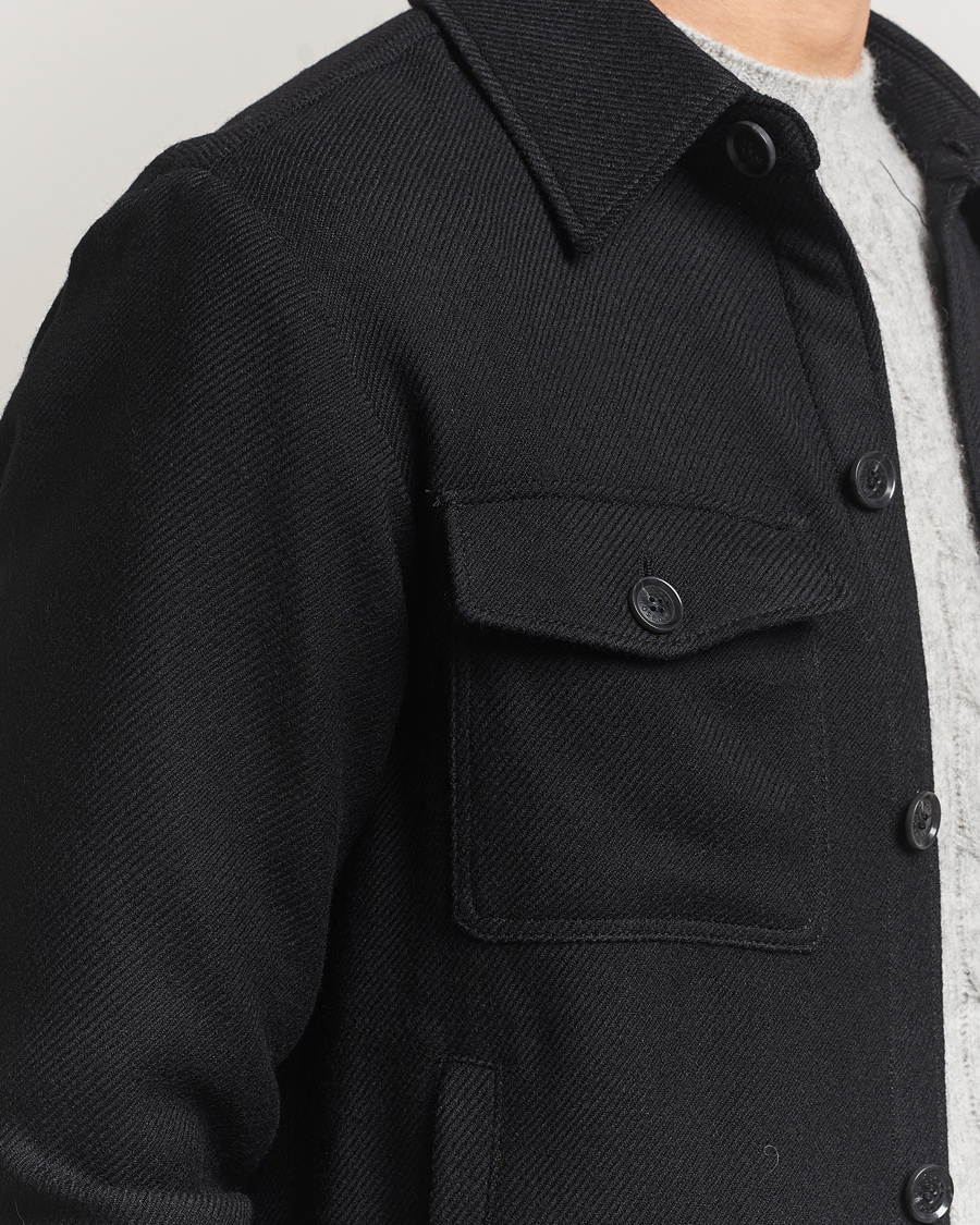 Herr | Jackor | Oscar Jacobson | Maverick Wool Overshirt Black