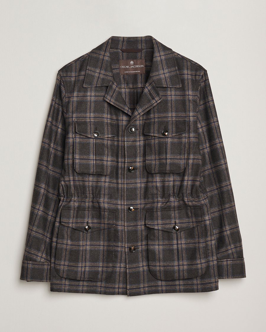 Herr | Jackor | Oscar Jacobson | Sirolo Checked Shirt Jacket Brown/Blue