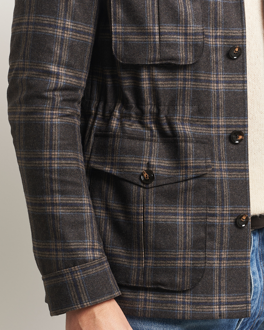Herr | Jackor | Oscar Jacobson | Sirolo Checked Shirt Jacket Brown/Blue