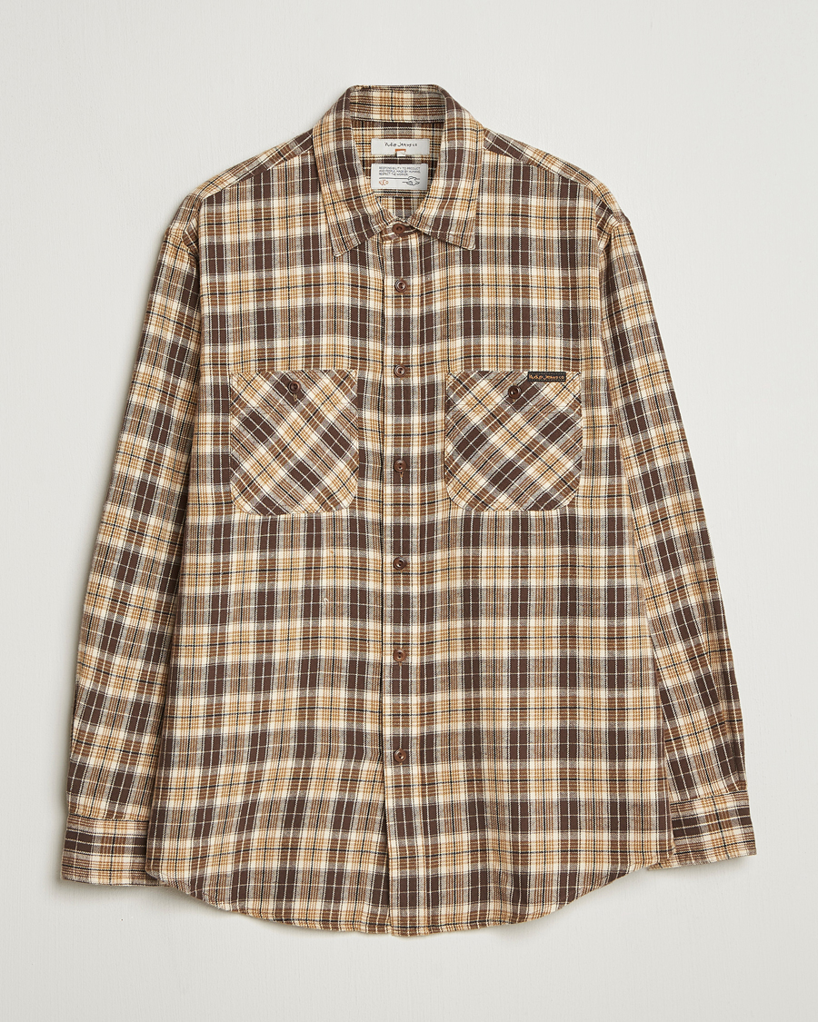 Herr | Skjortor | Nudie Jeans | Julian Checked Worker Shirt Brown
