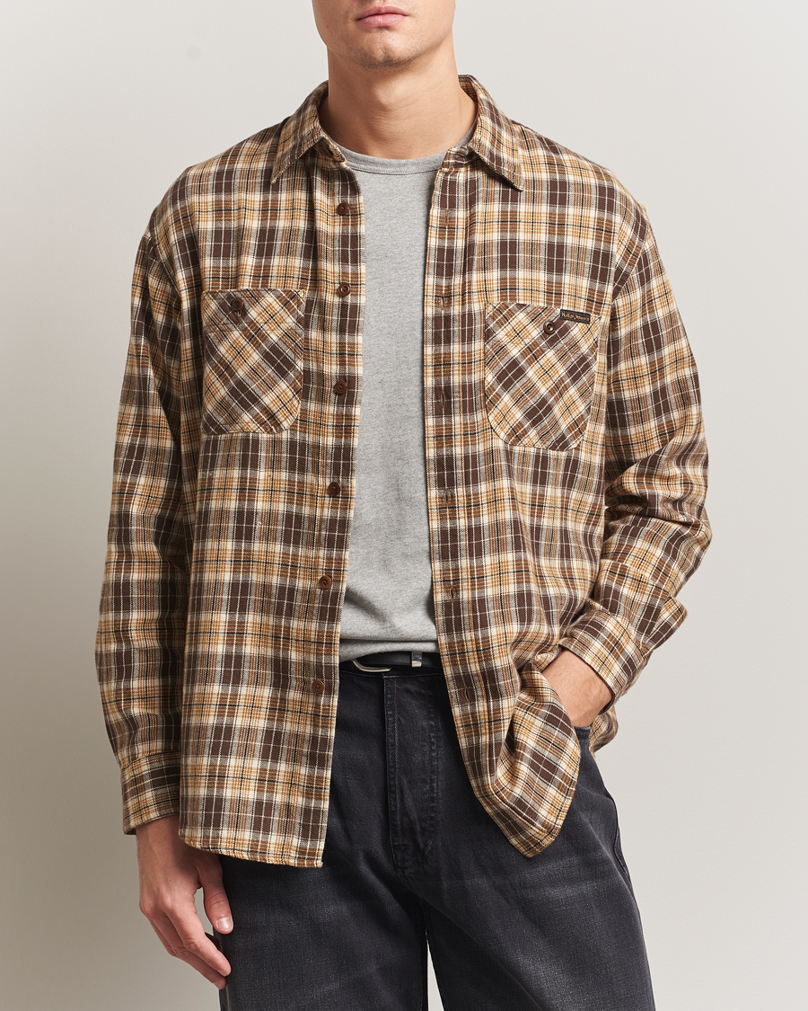 Herr | Skjortor | Nudie Jeans | Julian Checked Worker Shirt Brown