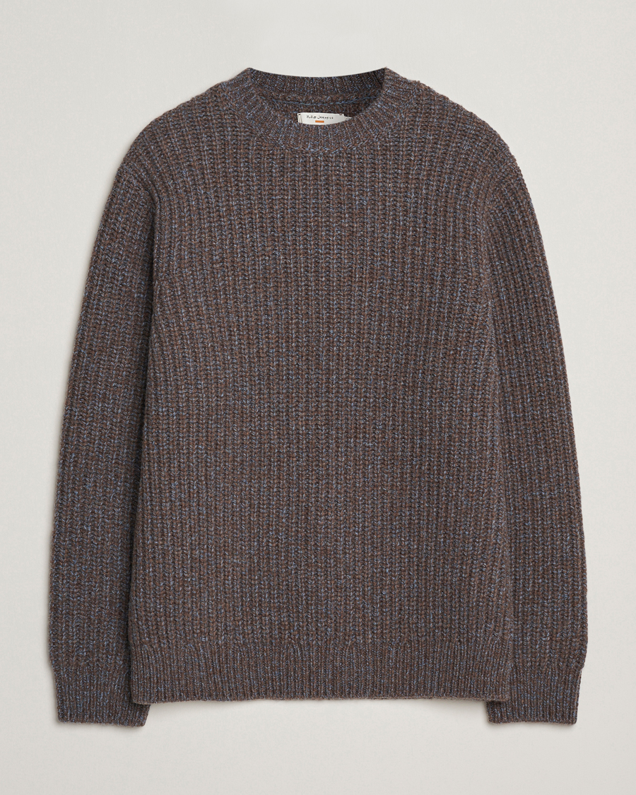 Herr | Tröjor | Nudie Jeans | August Chunky Knitted Wool Sweater Brown