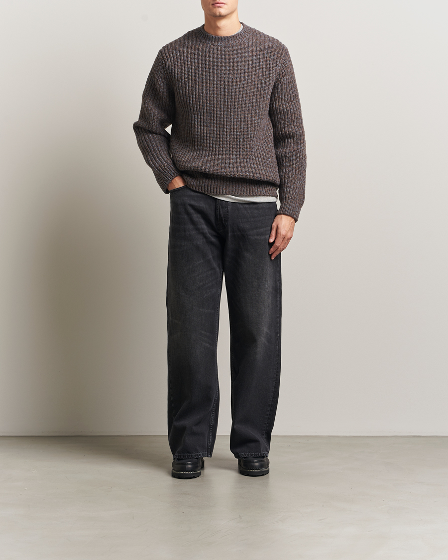 Herr | Tröjor | Nudie Jeans | August Chunky Knitted Wool Sweater Brown