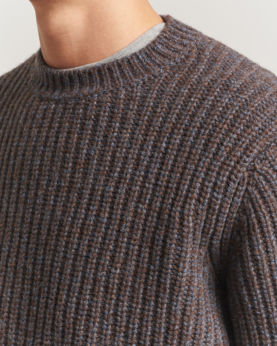 Herr | Tröjor | Nudie Jeans | August Chunky Knitted Wool Sweater Brown
