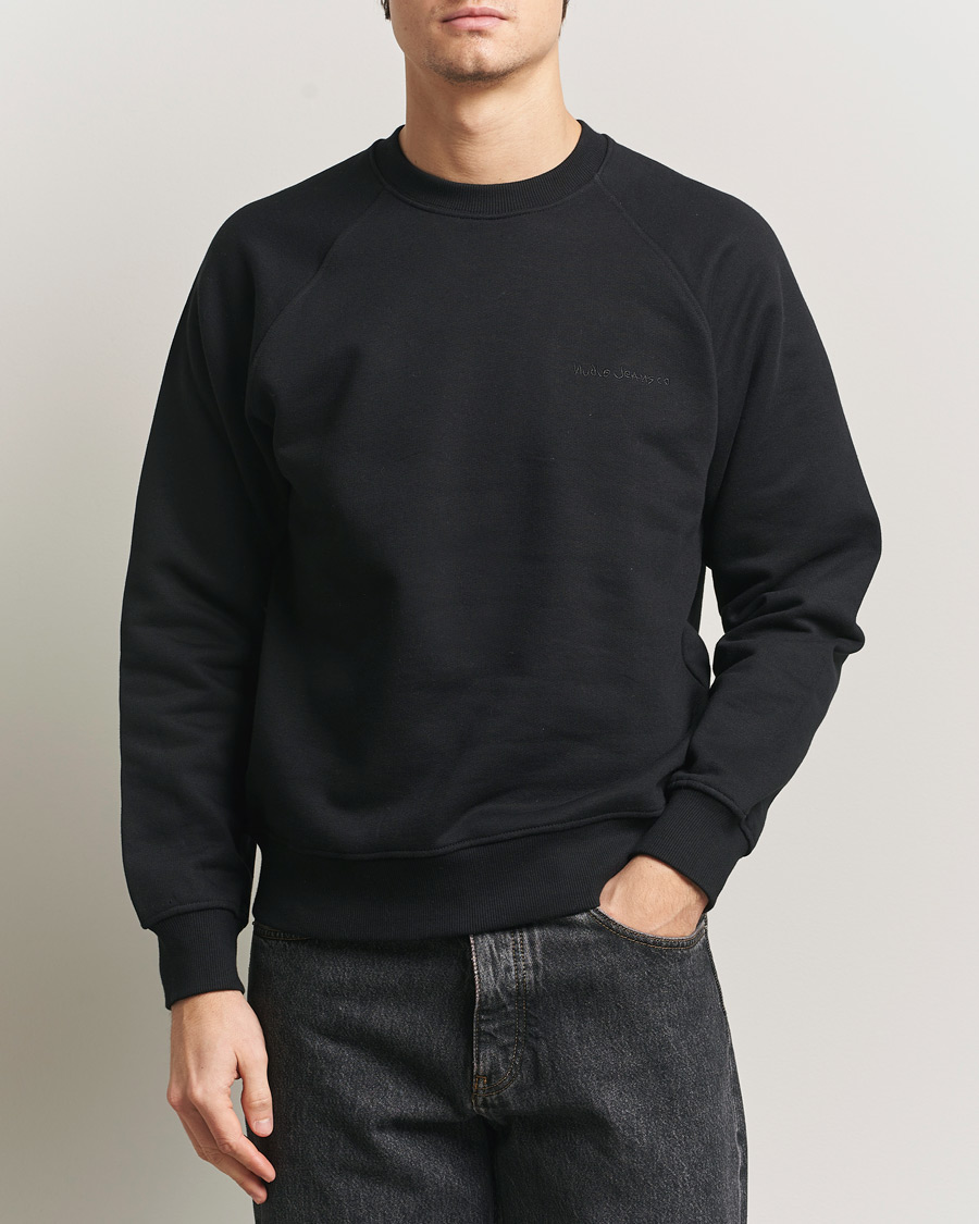 Herr | Tröjor | Nudie Jeans | Palle Logo Crew Neck Sweatshirt Black
