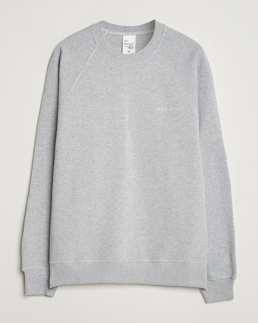 Herr | Tröjor | Nudie Jeans | Palle Logo Crew Neck Sweatshirt Grey Melange