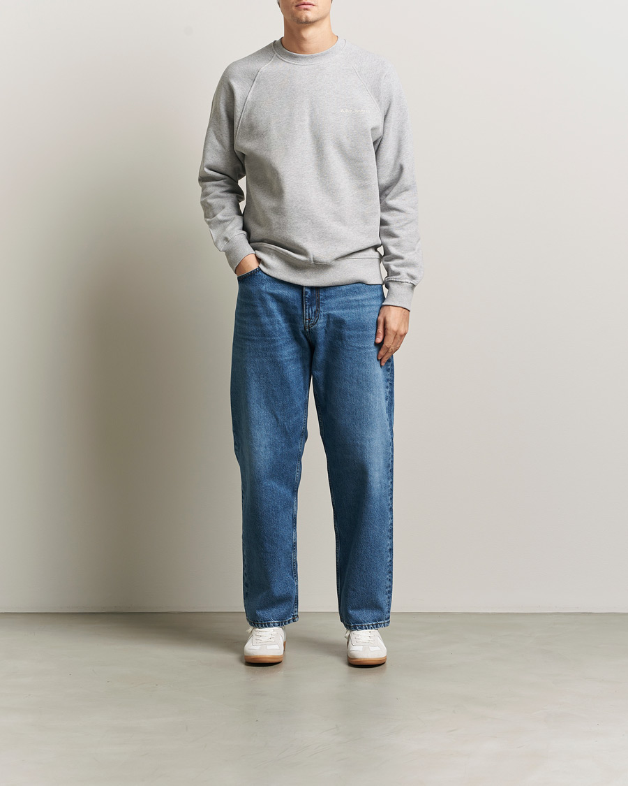 Herr | Tröjor | Nudie Jeans | Palle Logo Crew Neck Sweatshirt Grey Melange