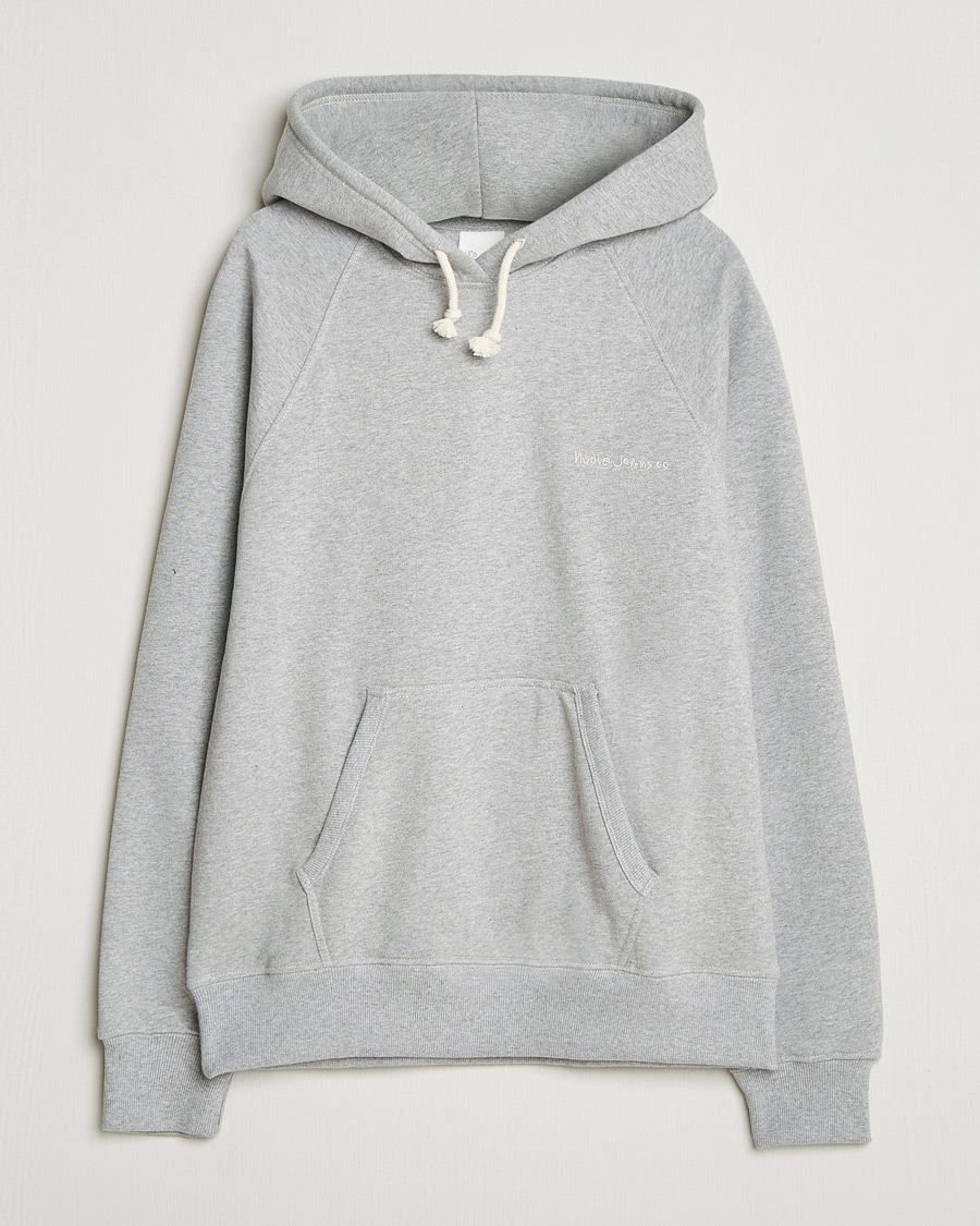 Herr | Tröjor | Nudie Jeans | Gunde Logo Hoodie Grey Melange