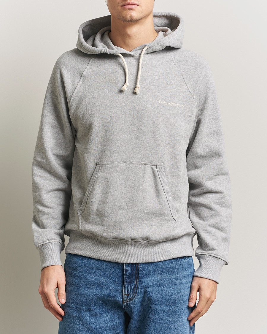 Herr | Tröjor | Nudie Jeans | Gunde Logo Hoodie Grey Melange