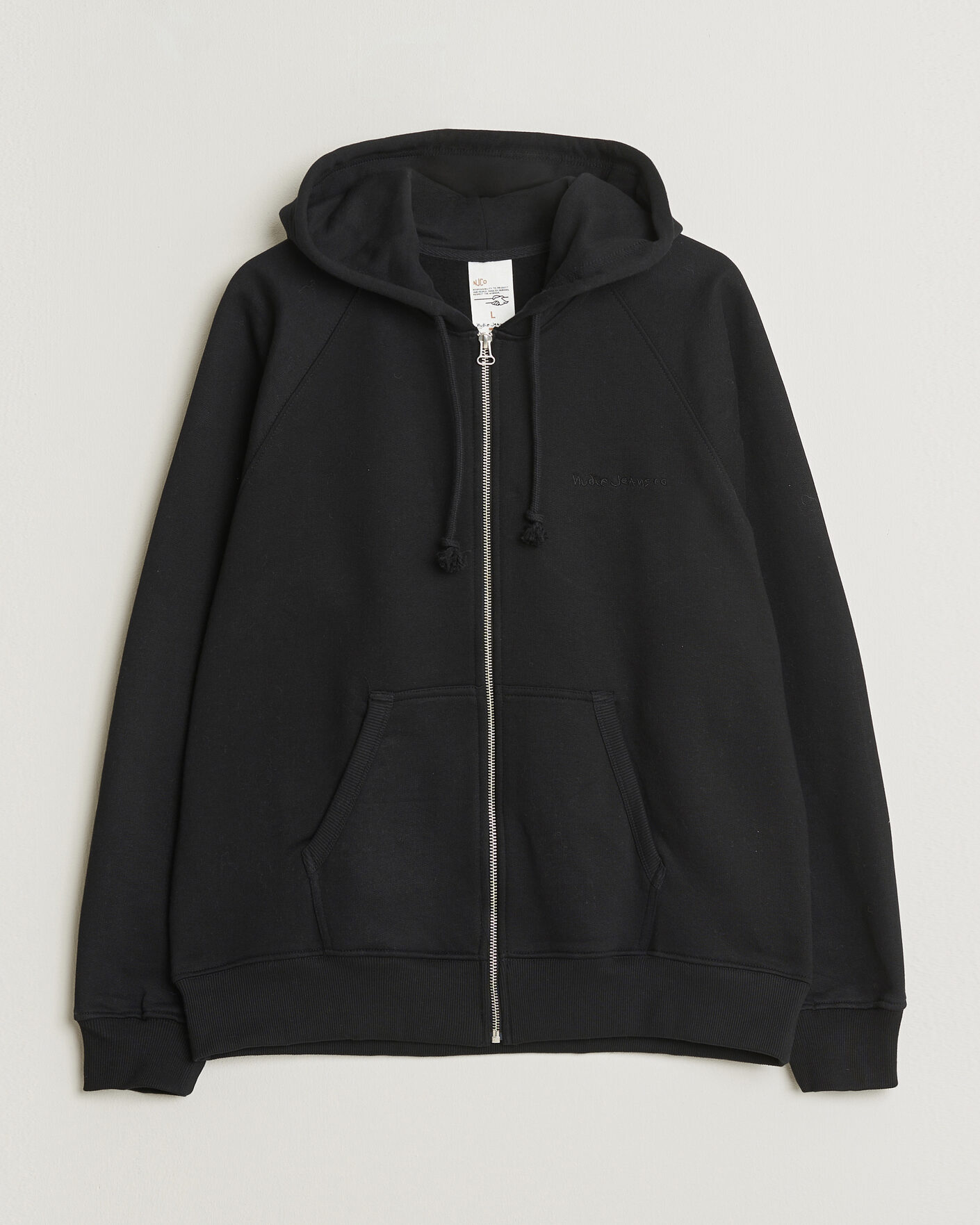 Herr | Tröjor | Nudie Jeans | Gunde Logo Full Zip Hoodie Black