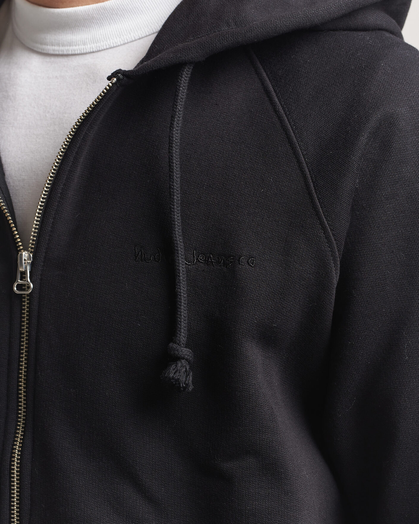 Herr | Tröjor | Nudie Jeans | Gunde Logo Full Zip Hoodie Black