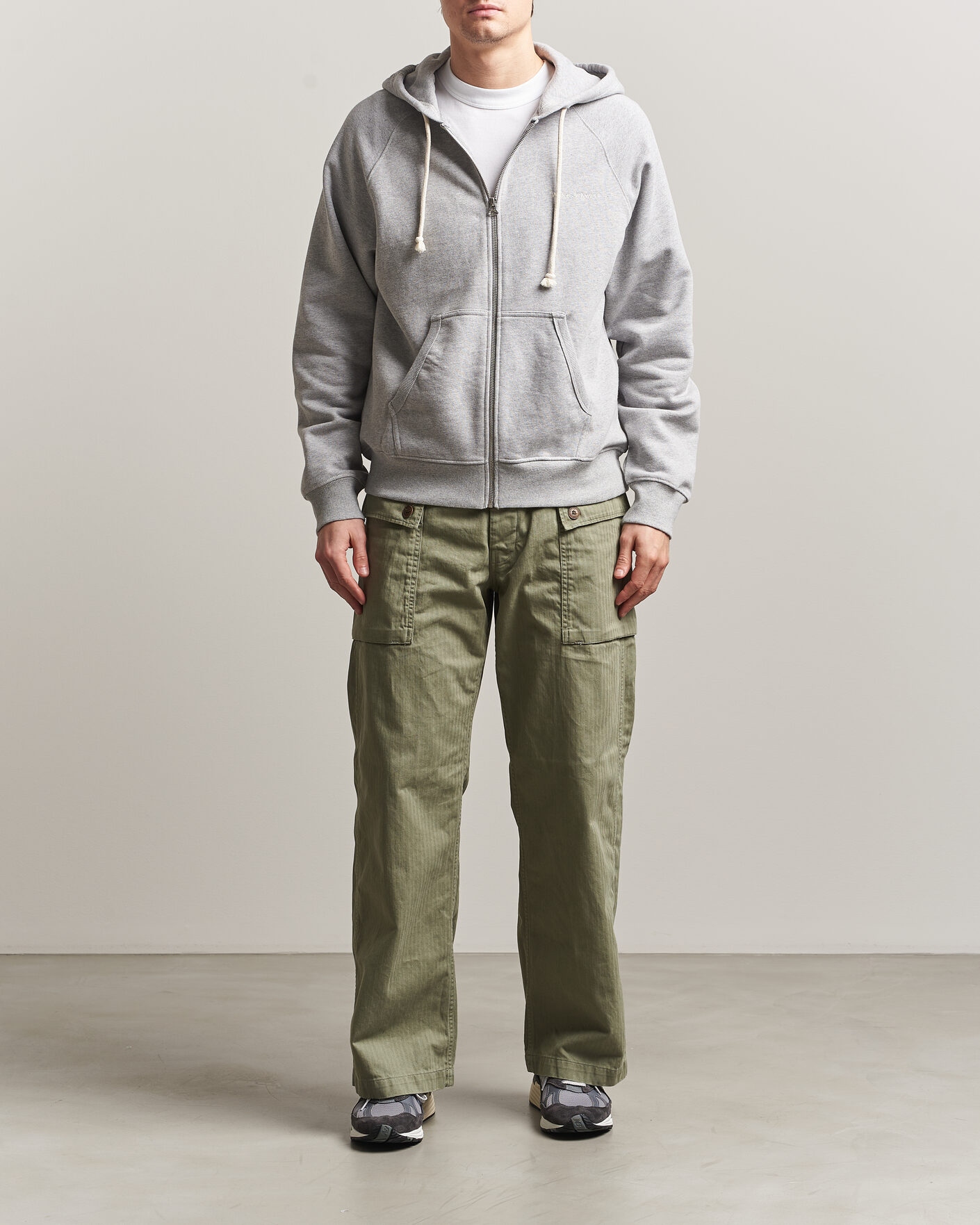 Herr | Tröjor | Nudie Jeans | Gunde Logo Full Zip Hoodie Grey Melange