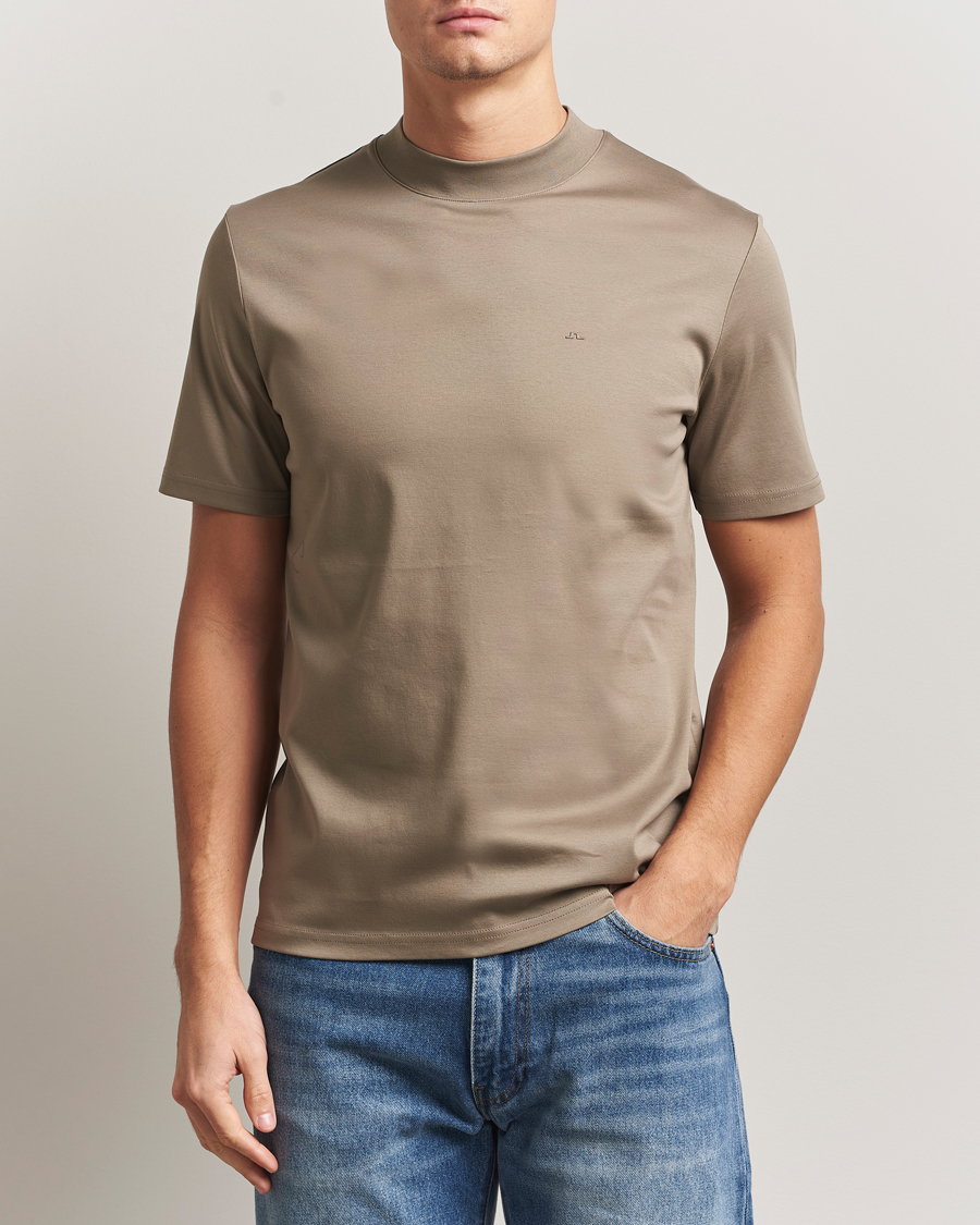 Herr | T-Shirts | J.Lindeberg | Ace Mock Neck T-Shirt Brindle