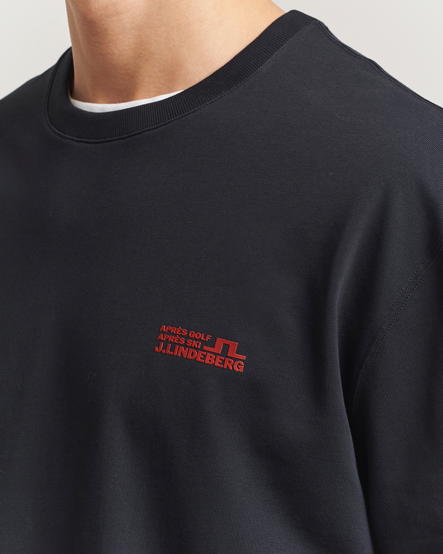 Herr | T-Shirts | J.Lindeberg | Walsh Printed Long Sleeve T-Shirt Black