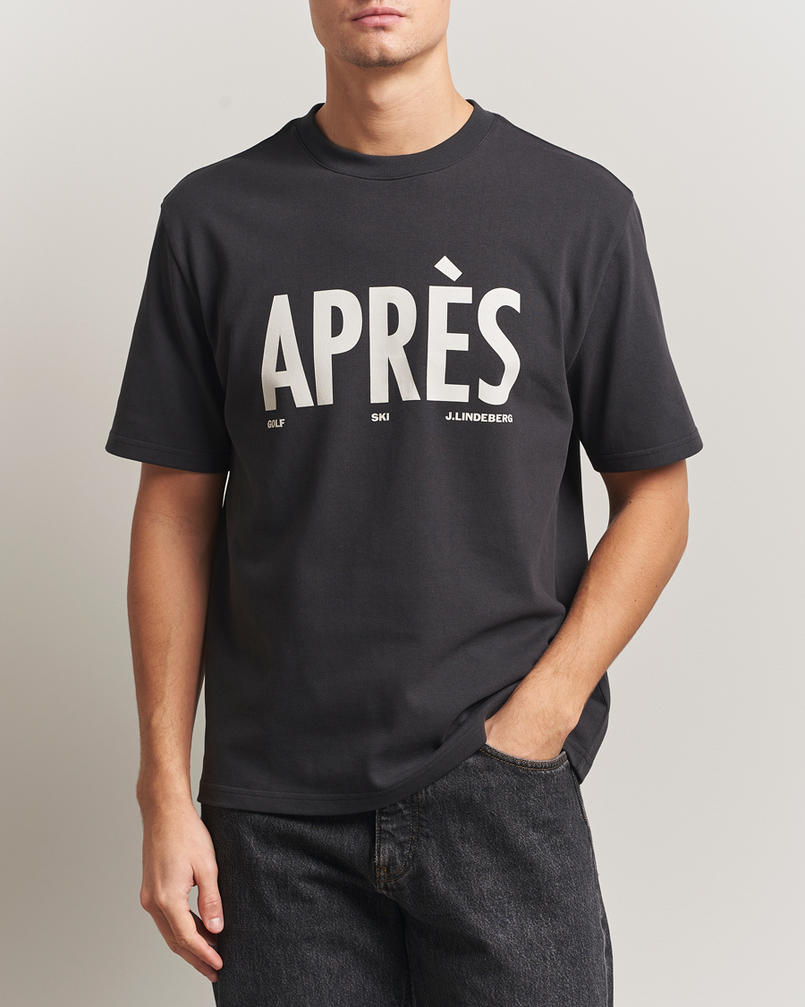 Herr | T-Shirts | J.Lindeberg | Hale Printed Crew Neck T-Shirt Black