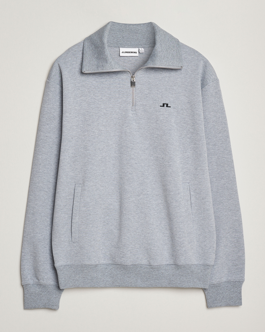 Herr | Tröjor | J.Lindeberg | Callan Jersey Half Zip Medium Grey Melange