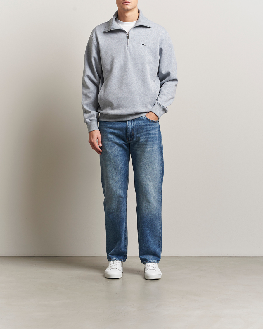 Herr | Tröjor | J.Lindeberg | Callan Jersey Half Zip Medium Grey Melange
