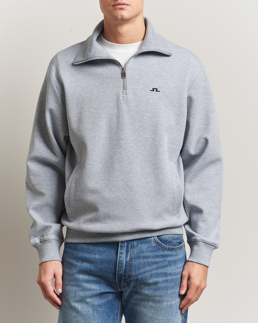 Herr | Tröjor | J.Lindeberg | Callan Jersey Half Zip Medium Grey Melange