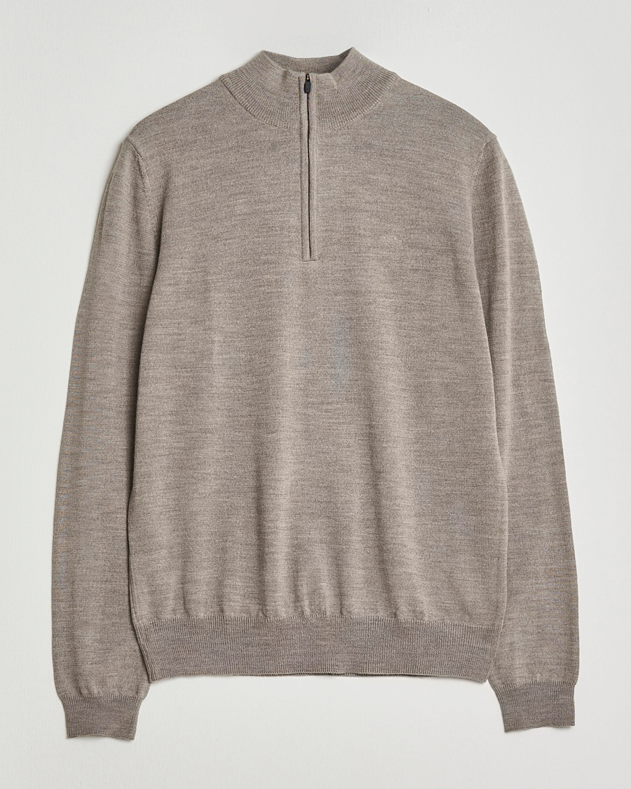 Herr | Tröjor | J.Lindeberg | Kiyan Merino Half Zip Brindle Melange