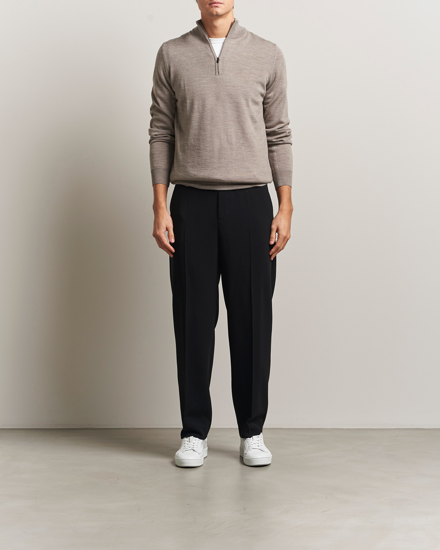 Herr | Tröjor | J.Lindeberg | Kiyan Merino Half Zip Brindle Melange
