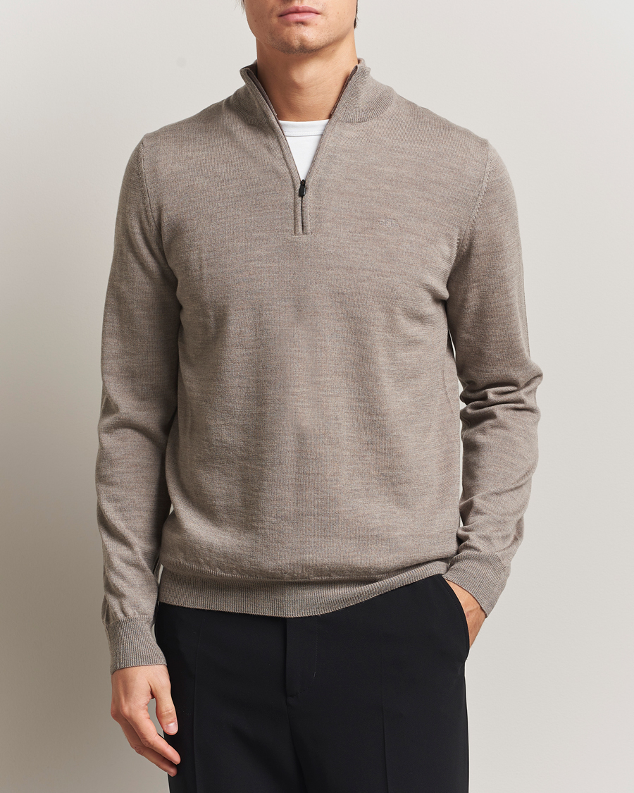 Herr | Tröjor | J.Lindeberg | Kiyan Merino Half Zip Brindle Melange