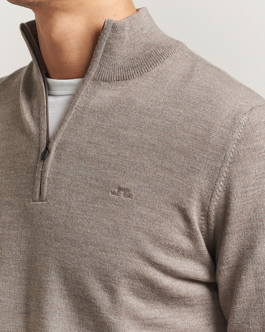 Herr | Tröjor | J.Lindeberg | Kiyan Merino Half Zip Brindle Melange