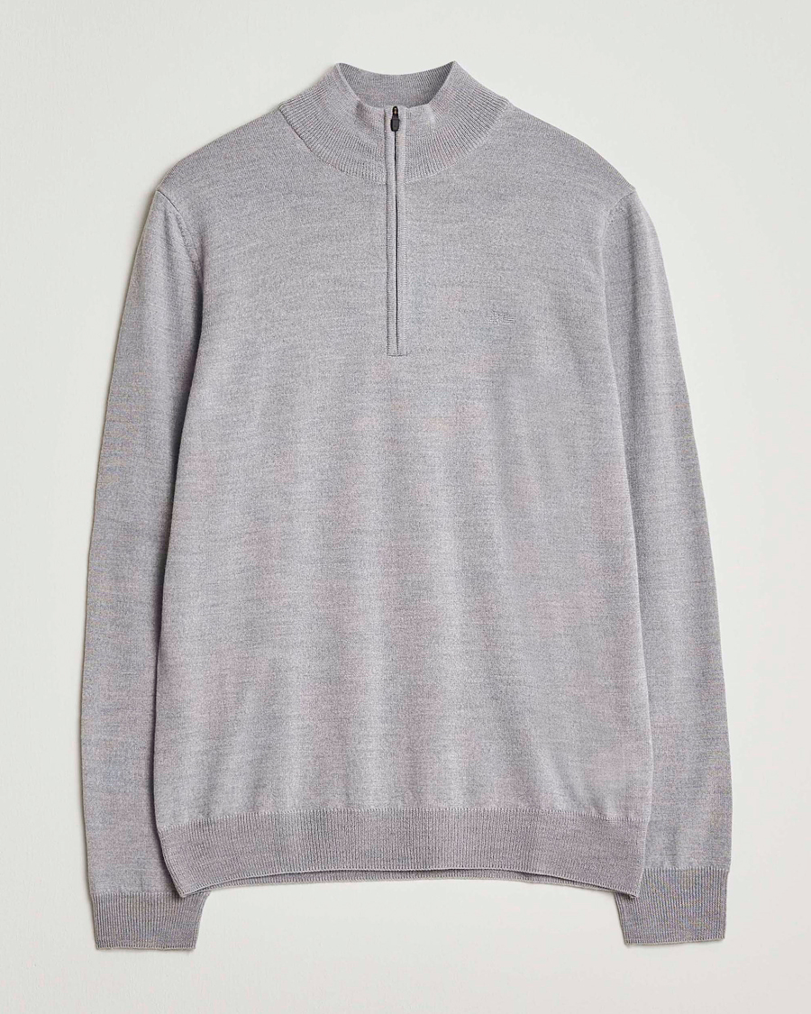 Herr | Tröjor | J.Lindeberg | Kiyan Merino Half Zip Medium Grey Melange