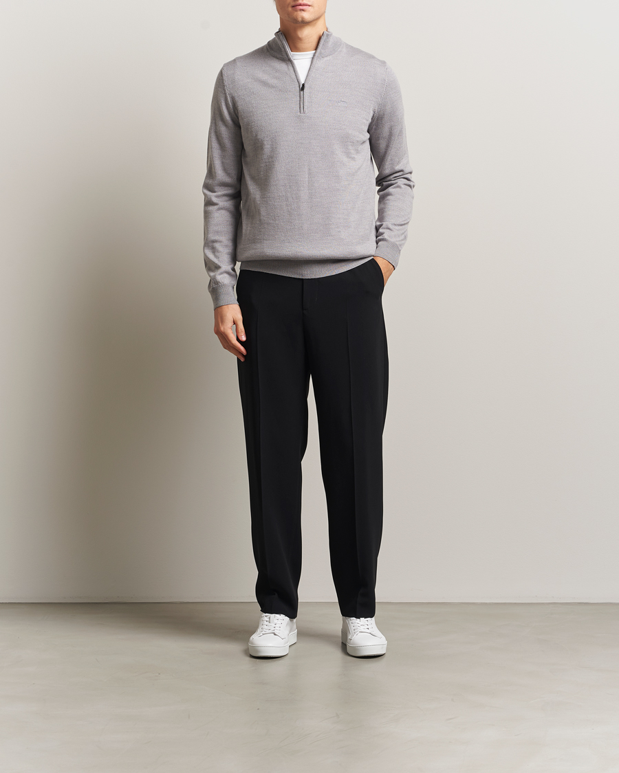 Herr | Tröjor | J.Lindeberg | Kiyan Merino Half Zip Medium Grey Melange