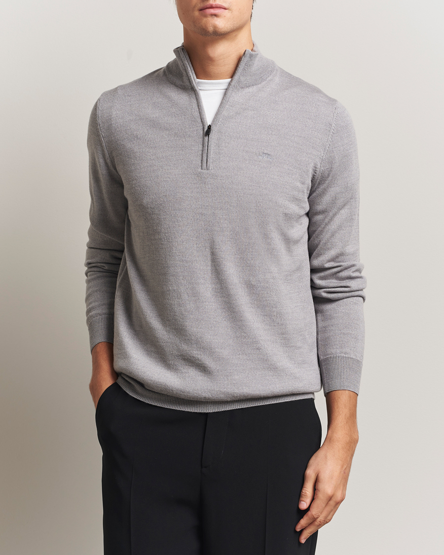 Herr | Tröjor | J.Lindeberg | Kiyan Merino Half Zip Medium Grey Melange